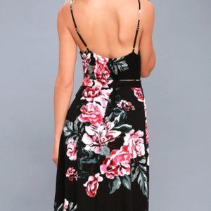 New Lulu's Black Floral Print Wrap Maxi Dress S- L